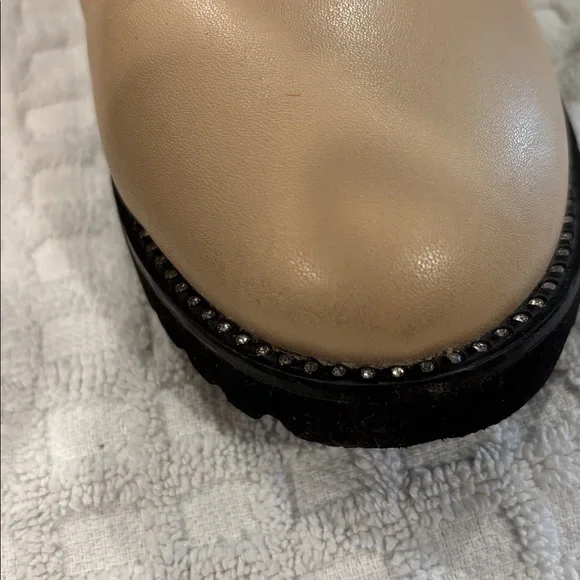 Embellished Beige Ankle Boots - Picture 4 of 6